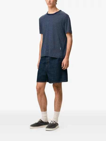 Tricou Ami Paris cu dungi albastru