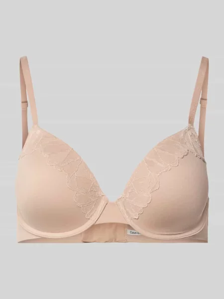 Biustonosz o kroju regular fit z obszyciem koronką model ‘Cove’ Calvin Klein Underwear beżowy