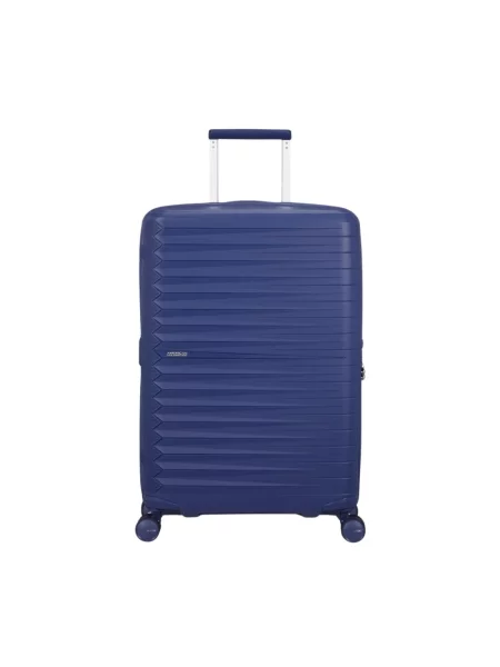Lniana walizka American Tourister niebieska