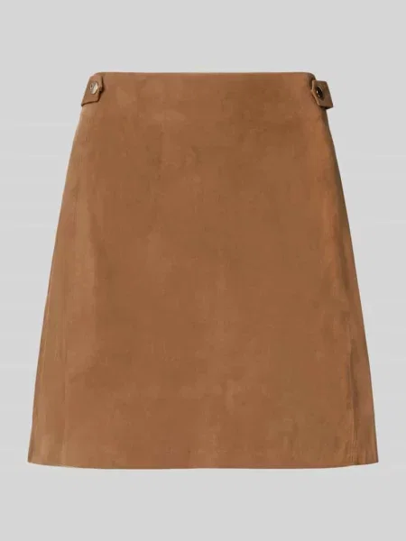 Spódnica mini z naturalnej welurowej skóry koziej z ozdobną aplikacją Christian Berg Woman Selection