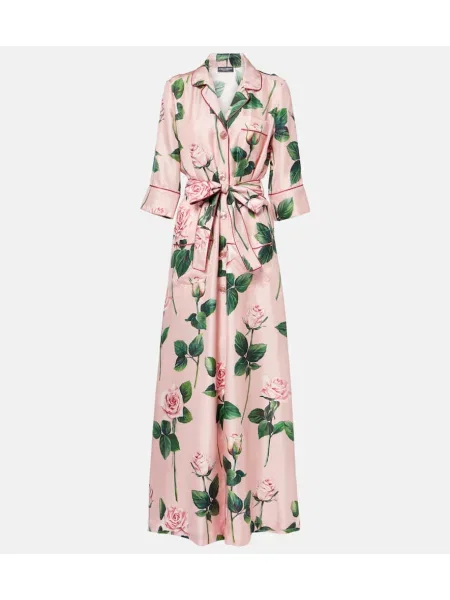 Rochie maxi Dolce&gabbana din satin cu model floral de costum