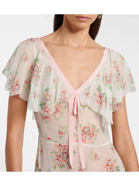 Rochie maxi Dôen de mătase cu model floral
