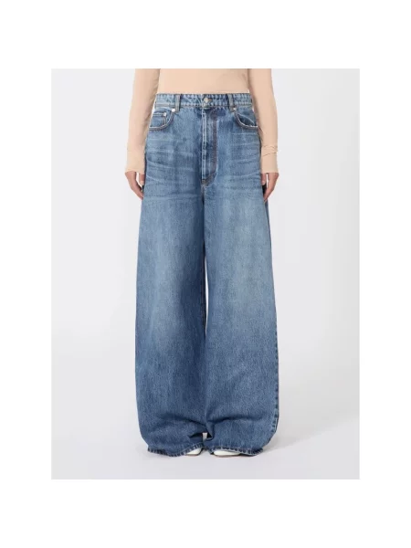 Szerokie jeansy Sportmax niebieskie