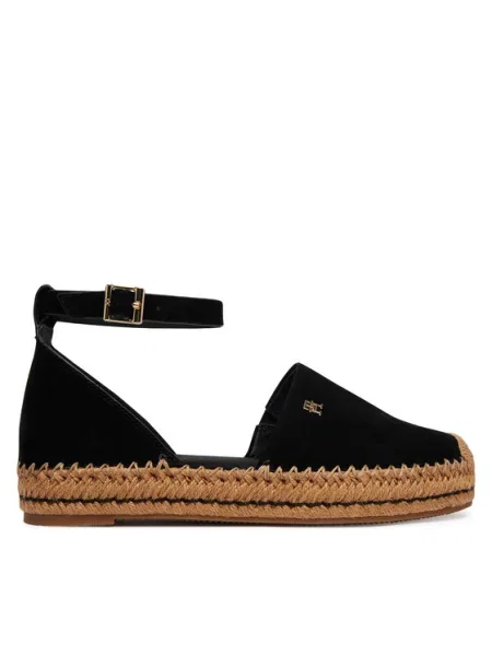 Tommy Hilfiger Espadrile Th Platform Espad Suede Strap črna