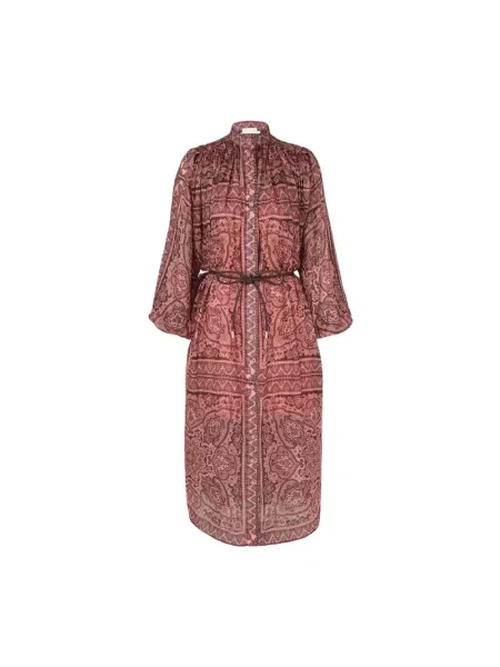 Sukienka koszulowa Zimmermann skórzana do kolan garniturowa