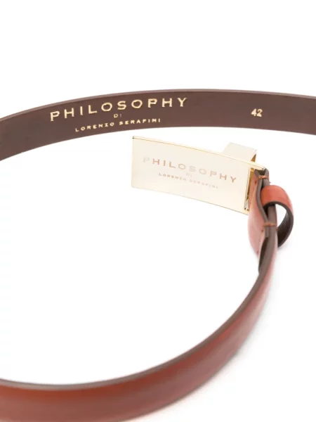 Iš natūralios odos diržas Philosophy Di Lorenzo Serafini su autografu ruda