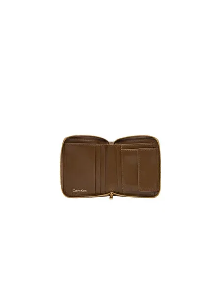 Piniginė Calvin Klein Emblem Aop Square Zip Around Ruda smėlinė