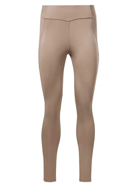 Yoga pantaloni Reebok Sport cu nervuri bej