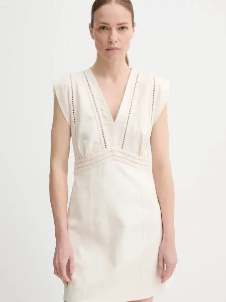 BA&SH rochie NARIA mini dreaptă bej