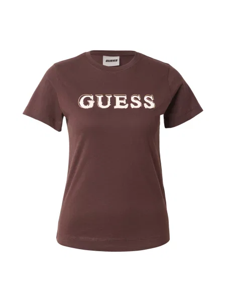GUESS Tricou Fausta ciocolatiu / auriu / deschis roz