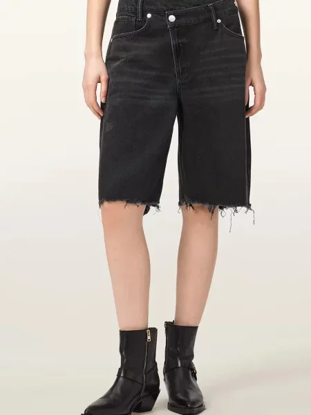 AllSaints pantaloni scurți pentru femei din denim AKI negru