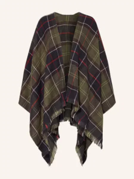 Barbour Plášť Staffin Serape tmavě zelená / červená černá