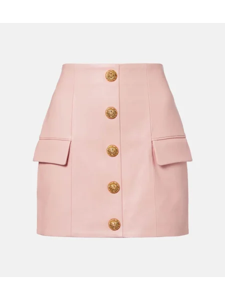 Fustă din piele Balmain roz