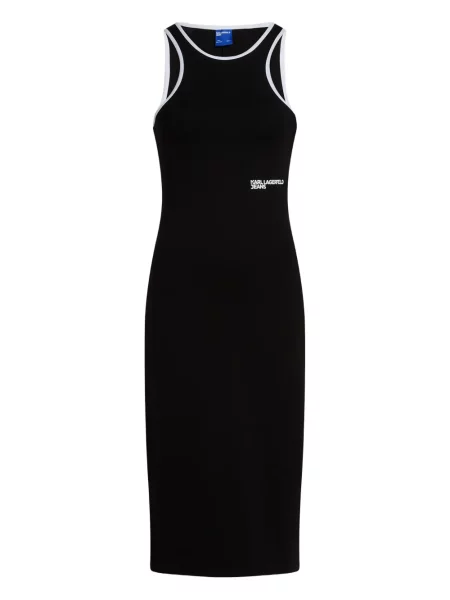 Rochie din denim Karl Lagerfeld Jeans fără mâneci până la genunchi de costum negru