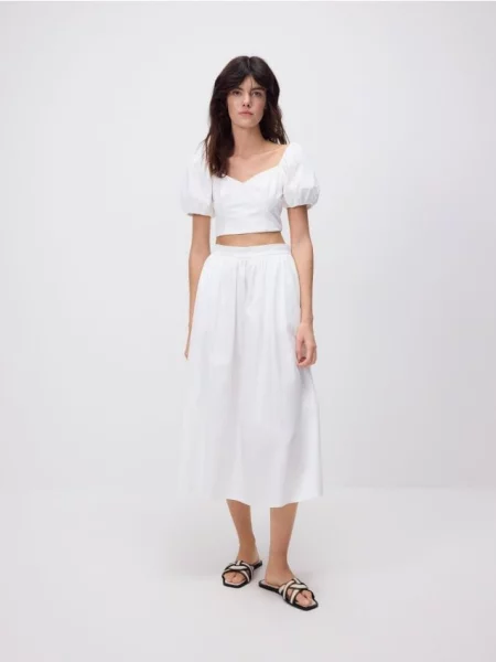 Reserved Спідниця міді кльош білий