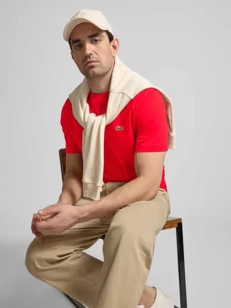 Koszulka polo o kroju Regular Fit z czystej bawełny Lacoste czerwone