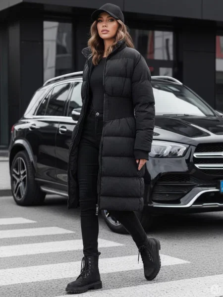 Kurtka zimowa długa pikowana FABWARM Dstreet czarna