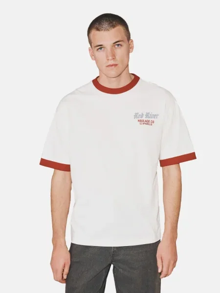 Next Tricou albastru porumbel / roșu alb