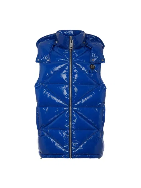 Kamizelka Philipp Plein skórzana bez rękawów niebieska