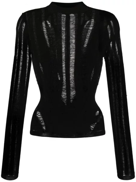 Dzianinowy sweter Misbhv z dziurami czarny
