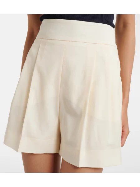 Pantaloni scurți Max Mara de lână alb
