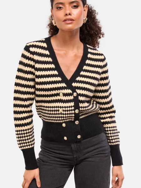 Lipsy Geacă tricotată bej negru