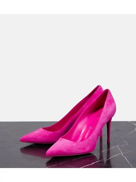 Pantofi cu toc Christian Louboutin din piele de căprioară roz