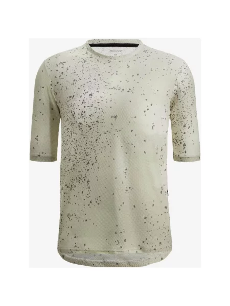 Jasnoszara koszulka z krótkim rękawem Santini Fango Delta Slim Fit S szara