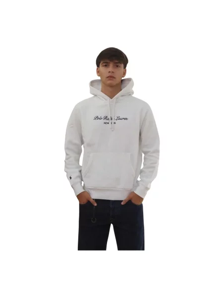 Bluza z kapturem Polo Ralph Lauren z kapturem z logo biała