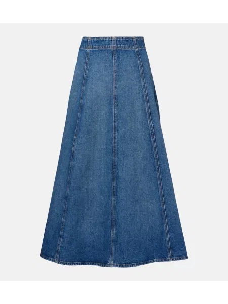 Fustă din denim Ulla Johnson până la genunchi albastru