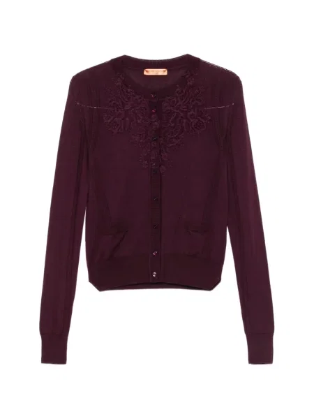Cardigan Ermanno Scervino cu broderie tricotate violet