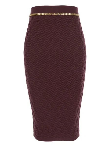 Fustă midi Elisabetta Franchi până la genunchi roșu