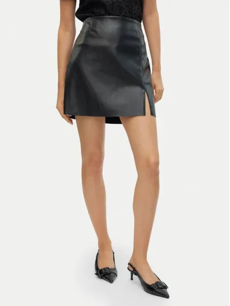 Кожаная юбка Vero Moda черная
