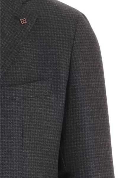 Μάλλινος μπλέιζερ Tagliatore houndstooth γκρι