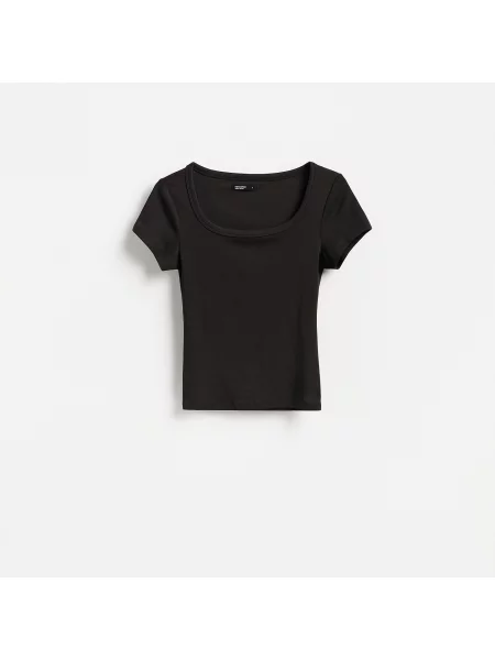 Reserved Slim fit póló modálkeverékkel sötétbarna