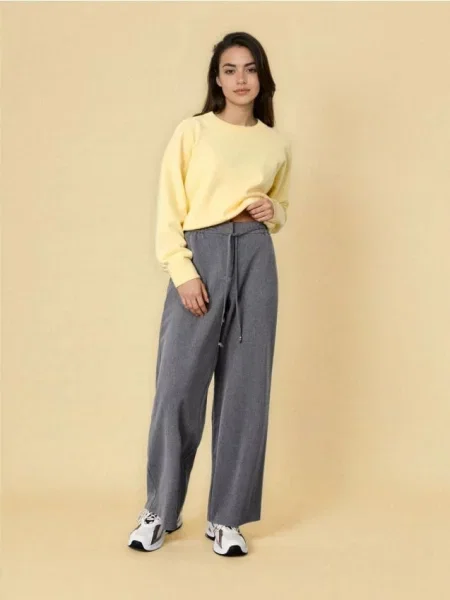 Тканинні штани з широкими штанинами темно-сірий сірі