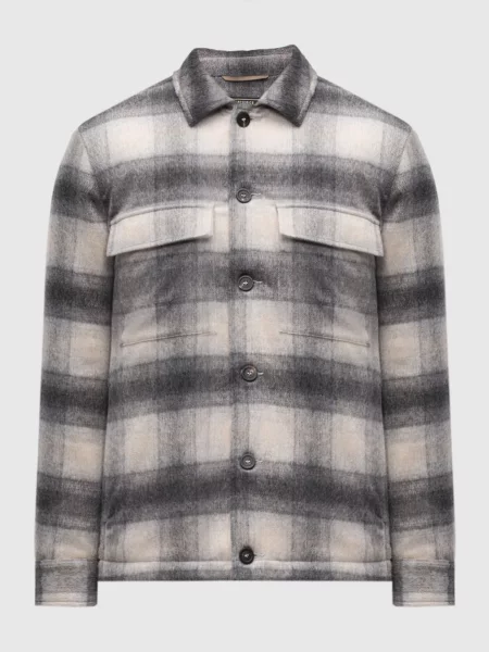Клетчатая рубашка Peserico серая