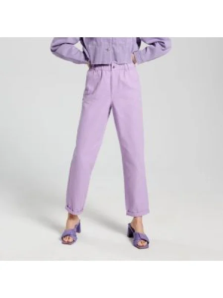 Sinsay Džíny high waist paperbag fialová