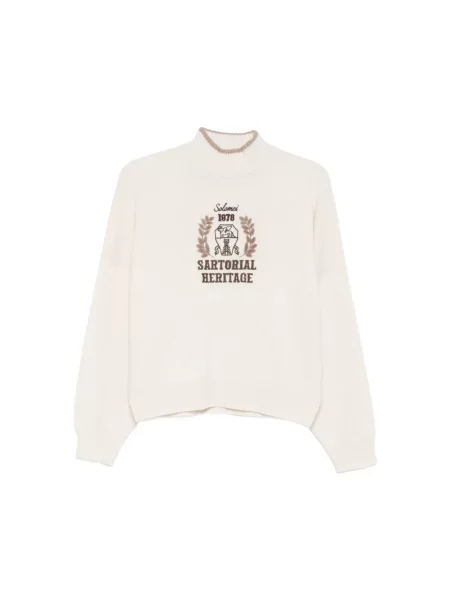 Sweter z golfem Brunello Cucinelli z kaszmiru beżowy
