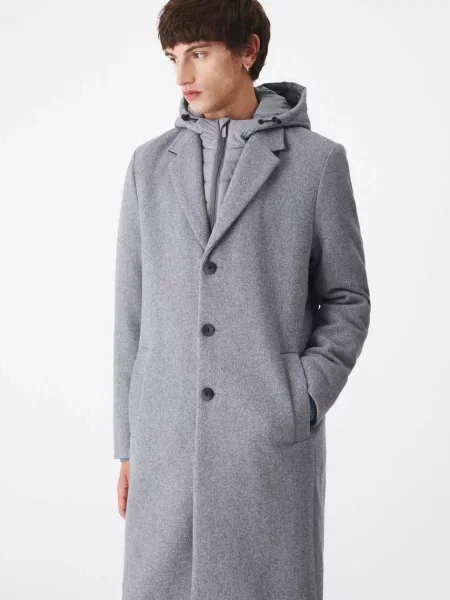 Палто с вълна Medicine зимен модел сиво