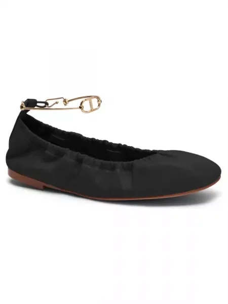 TWINSET Balerini cu adaos de piele negru