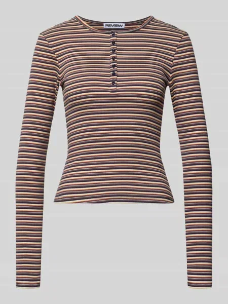 Bluzka o kroju slim fit z długim rękawem i listwą guzikową Review żółta