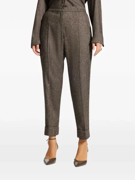 Pantaloni Elena Mirò din tweed maro