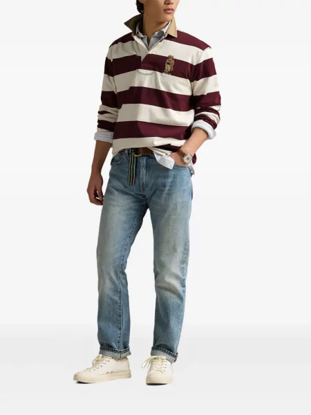 Tricou polo Polo Ralph Lauren cu imagine cu dungi din țesătură twill albastru