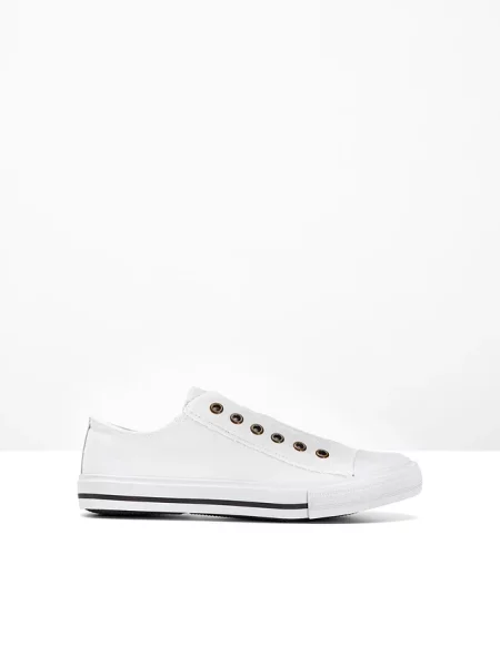 Sneakersy wsuwane z bawełnianego płótna białe