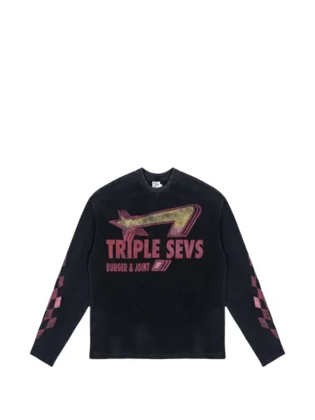 Pulover Triple Sevens cu imagine negru