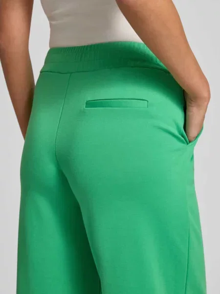 Spodnie o kroju wide fit z elastycznym pasem Model KATE' Ichi zielone