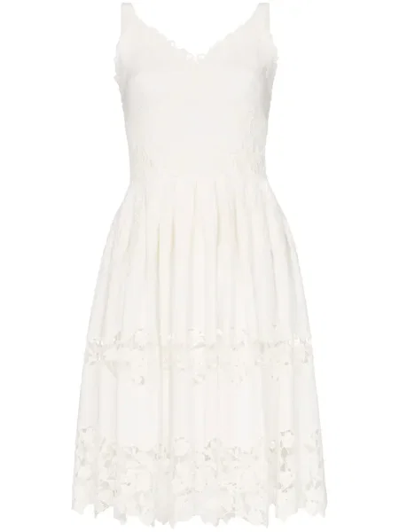 Rochie midi Dolce & Gabbana cu broderie cu model floral până la genunchi alb