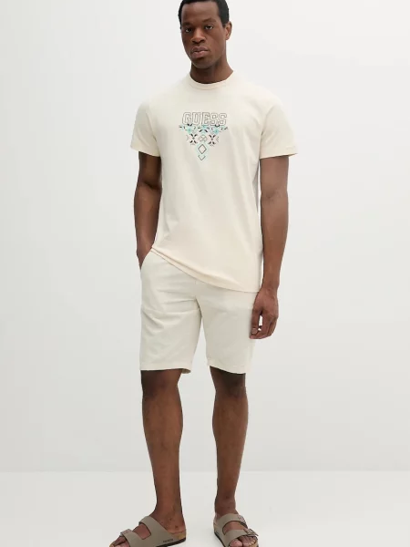 Льняные меланжевые шорты Lindbergh бежевые