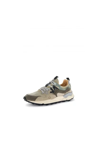 Sneakersy Flower Mountain w kwiatki skórzane beżowe